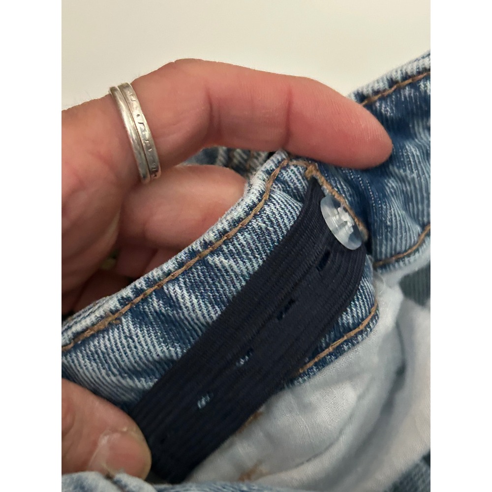 SO Girls Two-Tone Wide Leg Jeans Light Wash Blue Denim Size 10 High Waisted.J-72 - Picture 9 of 10
